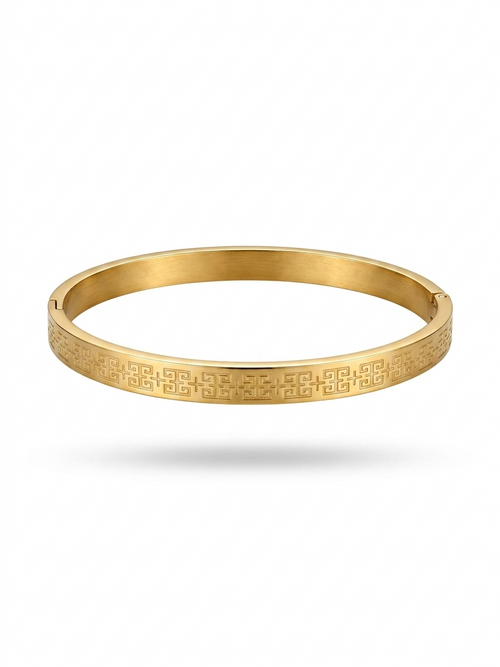 Anti-tarnish 18K gold-plated Aegis Mens Kada bracelet.