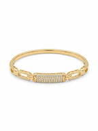 Anti-tarnish 18K gold-plated crystal bar bangle.