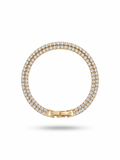 Anti-tarnish 18K gold-plated double row eternity tennis bracelet.