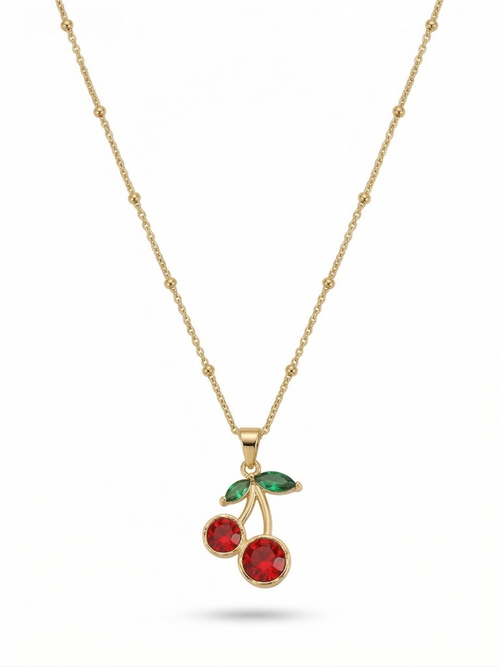 Anti-tarnish 18K gold-plated half-pave heart pendant necklace for women.