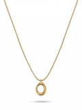 Anti-tarnish 18K gold-plated open oval pendant necklace.