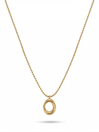 Anti-tarnish 18K gold-plated open oval pendant necklace.