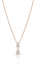 Aura Double Pear Drop Necklace 18K gold plated worn on model