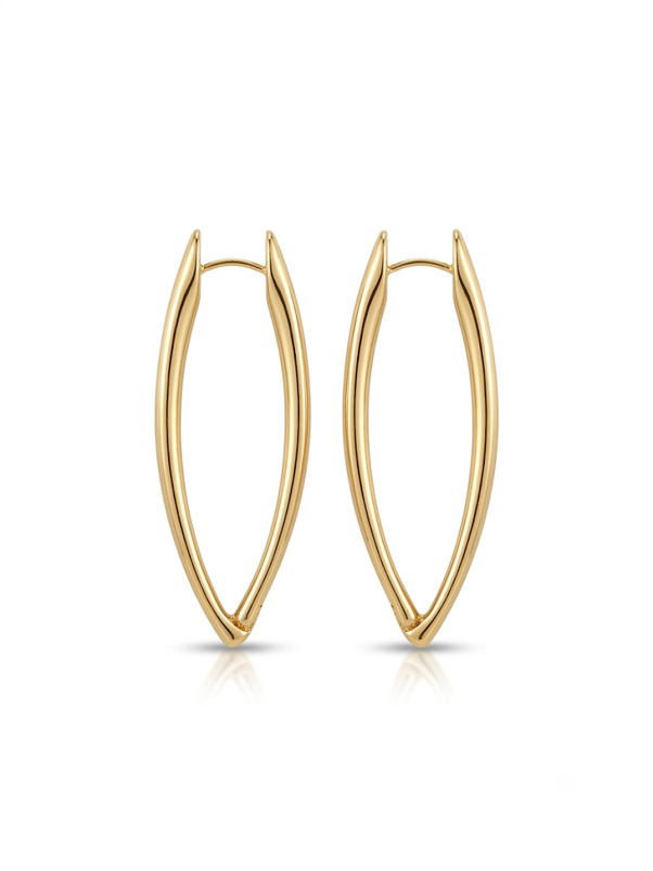 Anti Tarnish 18K Gold Plated  Aura Marquise Hoops earrings for Women