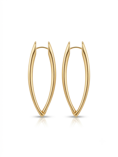 Anti Tarnish 18K Gold Plated  Aura Marquise Hoops earrings for Women