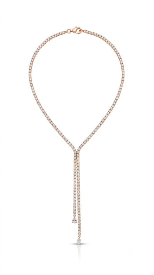 Celeste Diamond Lariat Tennis Necklace 18K gold plated with CZ stones