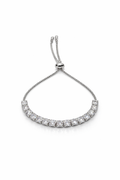 Silver Classic Brilliant-Cut Tennis Bolo Adjustable Bracelet