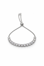 Silver Classic Brilliant-Cut Tennis Bolo Adjustable Bracelet
