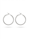 Classic round silver hoop earrings.