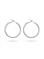 Classic round silver hoop earrings.