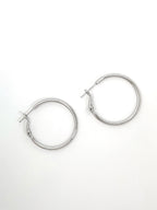 Classic round silver hoop silver earrings.