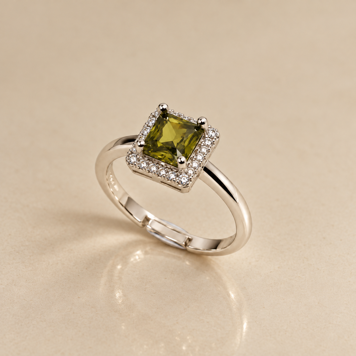 Olive Royale Halo Adjustable Ring
