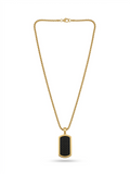 Onyx Grid Tag Necklace - 18K Gold Plated