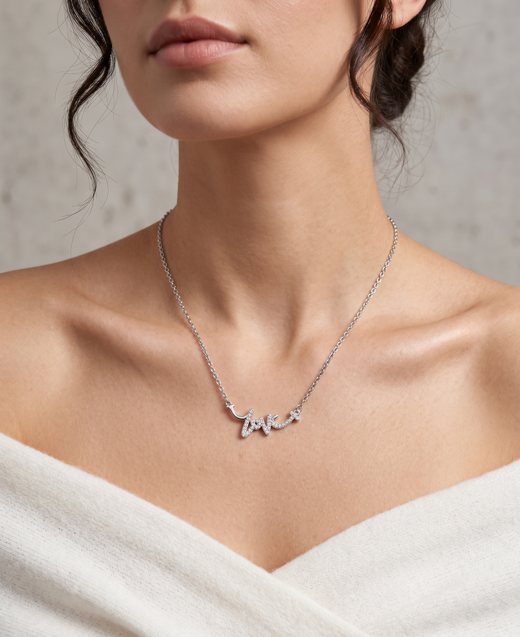 Crystal Script "Love" Pendant Necklace