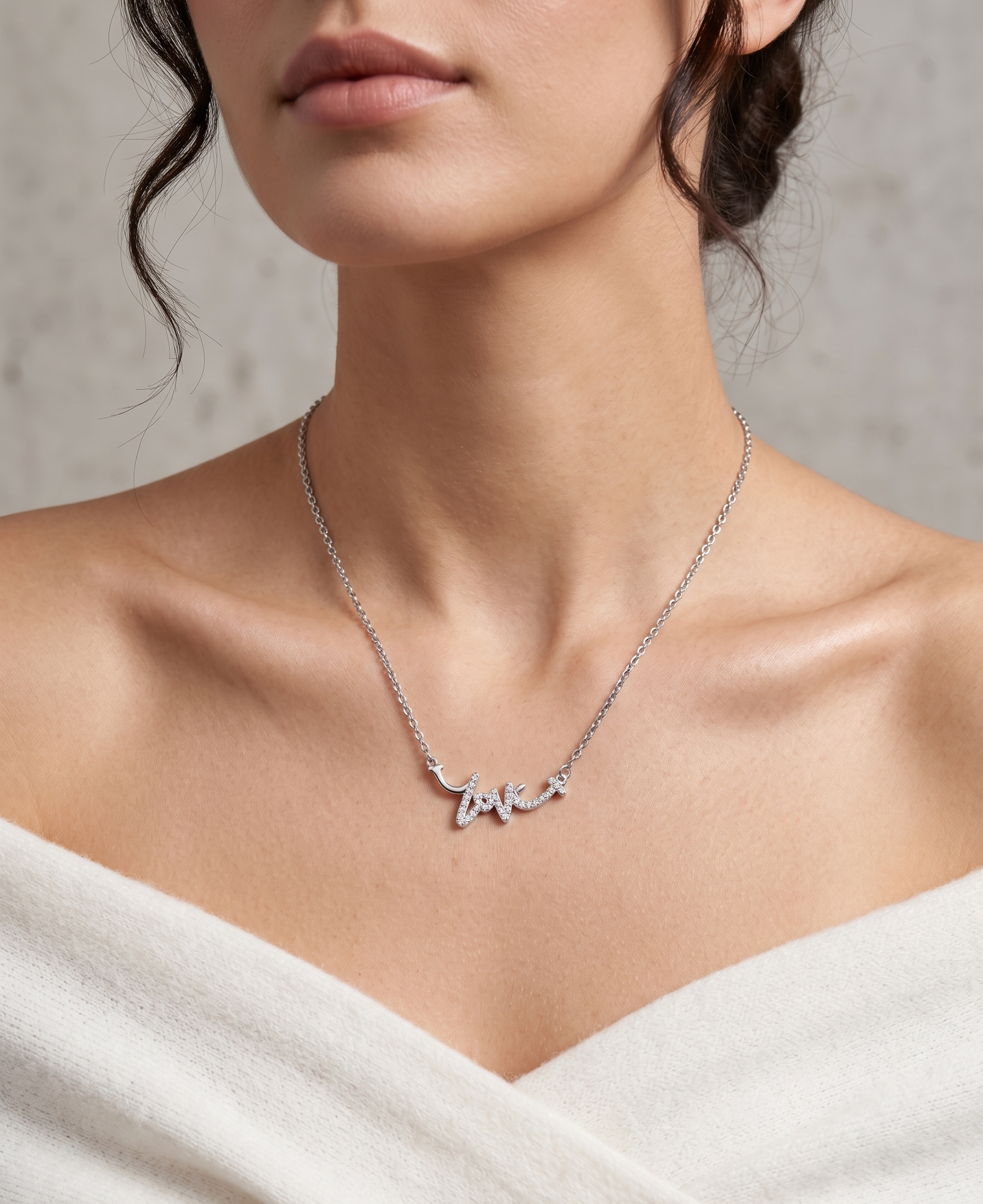 Crystal Script "Love" Pendant Necklace