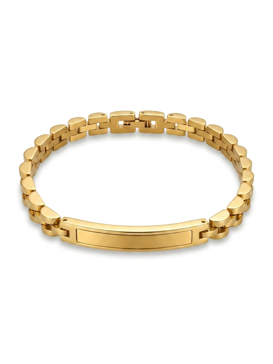 Gold-toned ID Bar Link Bracelet - 18K Gold Plated