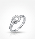 Geometric Belt-Buckle Crystal Ring