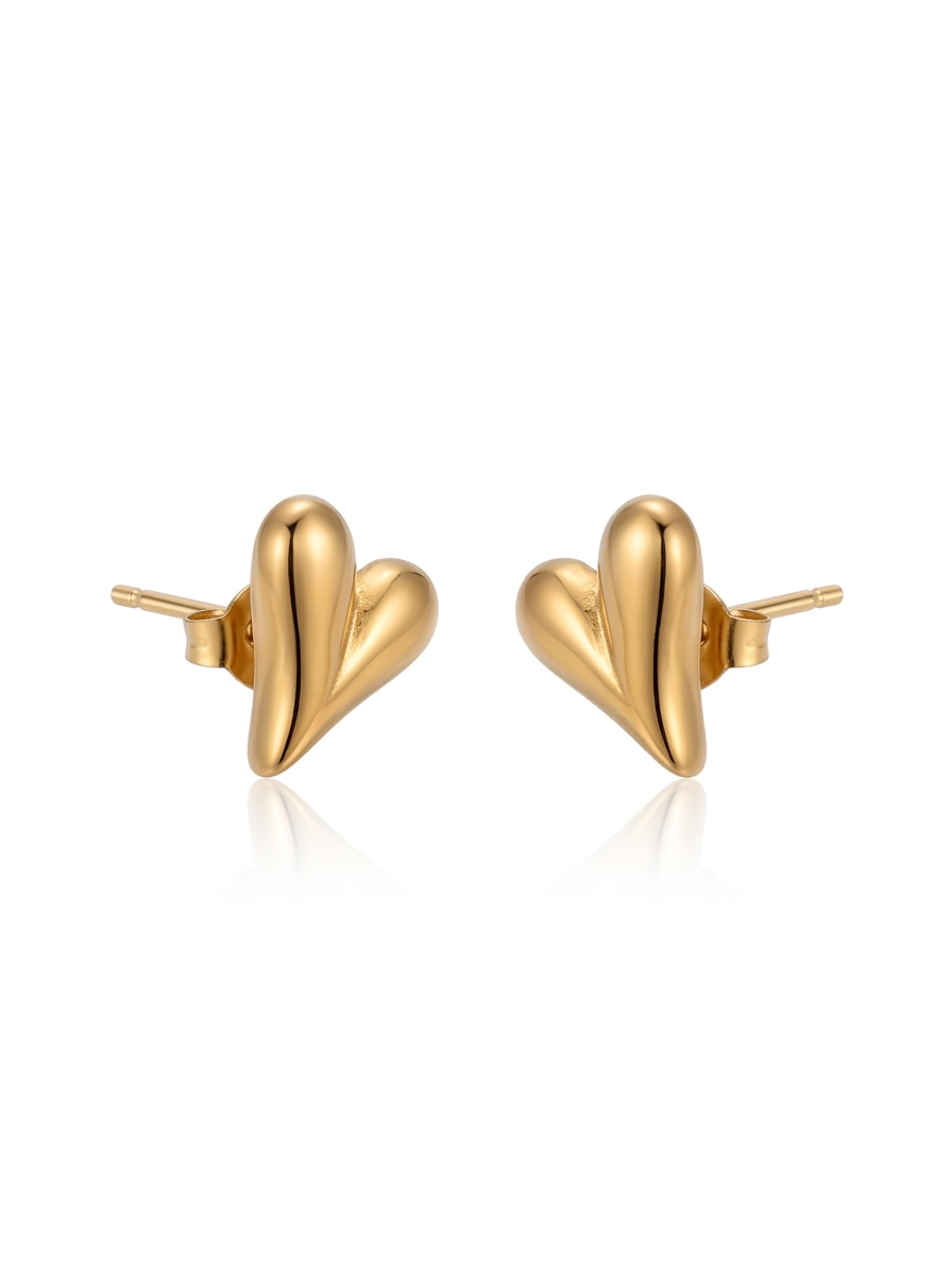 Radiant Molten Gold Heart Jewelry Set - 18K Gold Plated