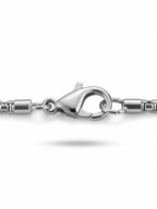 Crystal Accented Onyx Bar Necklace in Silver