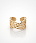 Multi-Layer Criss-Cross Statement Ring - 18K Gold Plated