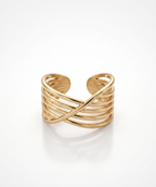 Multi-Layer Criss-Cross Statement Ring - 18K Gold Plated