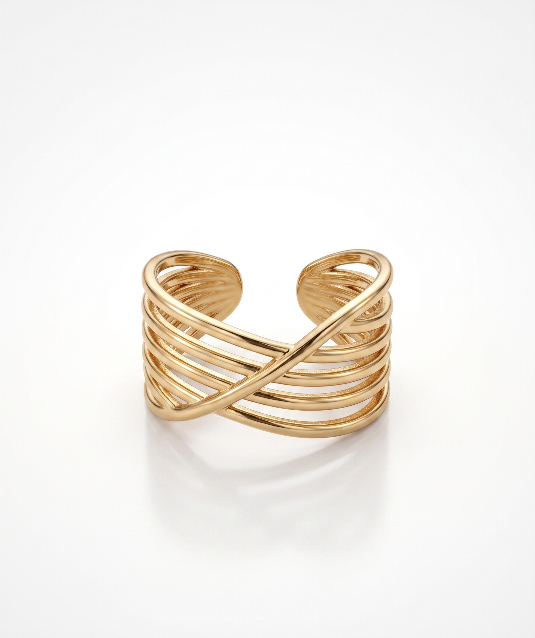 Multi-Layer Criss-Cross Statement Ring - 18K Gold Plated