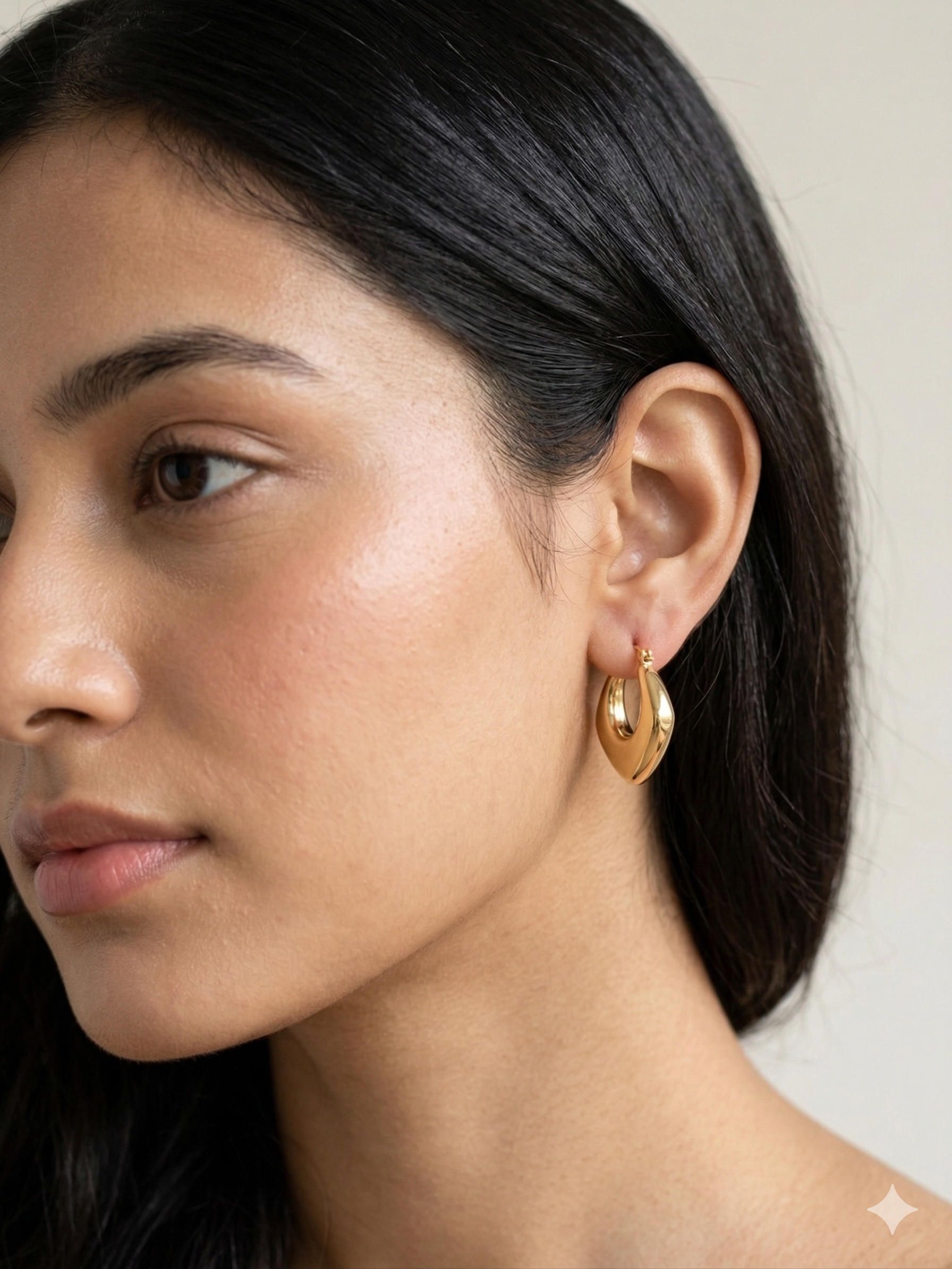 The Sculpted Diamond Hoops - 18K Gold Plated