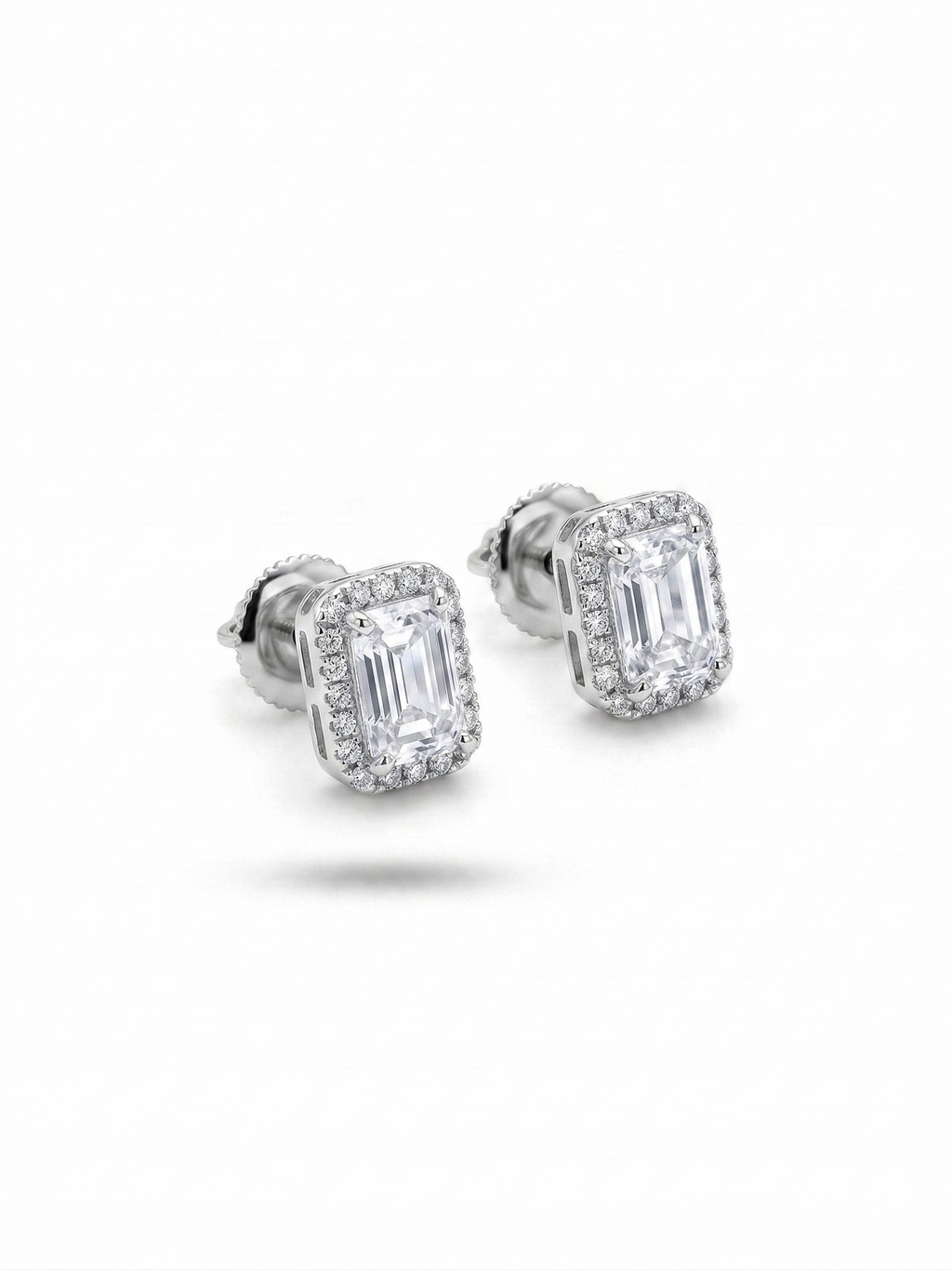 The Emerald-Cut Halo Studs
