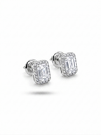 The Emerald-Cut Halo Studs