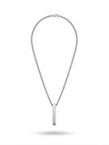 Polished Silver Vertical Bar Pendant Necklace