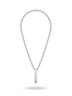 Polished Silver Vertical Bar Pendant Necklace