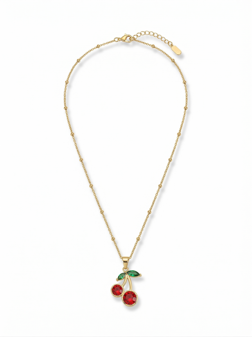 Crystal Cherry Pendant Necklace - 18K Gold Plated