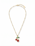 Crystal Cherry Pendant Necklace - 18K Gold Plated
