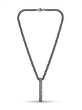 Greek Key Vertical Bar Necklace in Matte Black