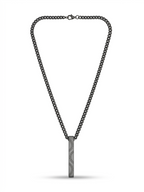 Greek Key Vertical Bar Necklace in Matte Black
