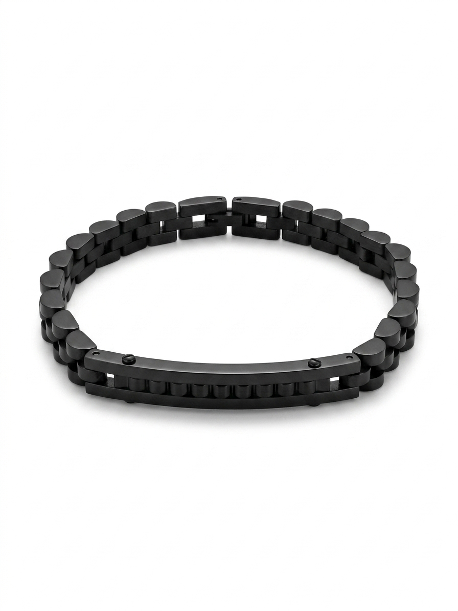 Carbon Bar Link Black Bracelet