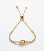 Gold Infinite Knot Baguette Adjustable Bracelet - 18K Gold Plated