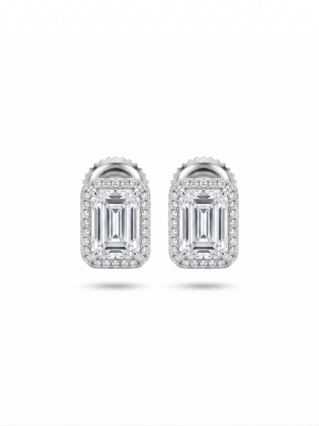 The Emerald-Cut Halo Studs