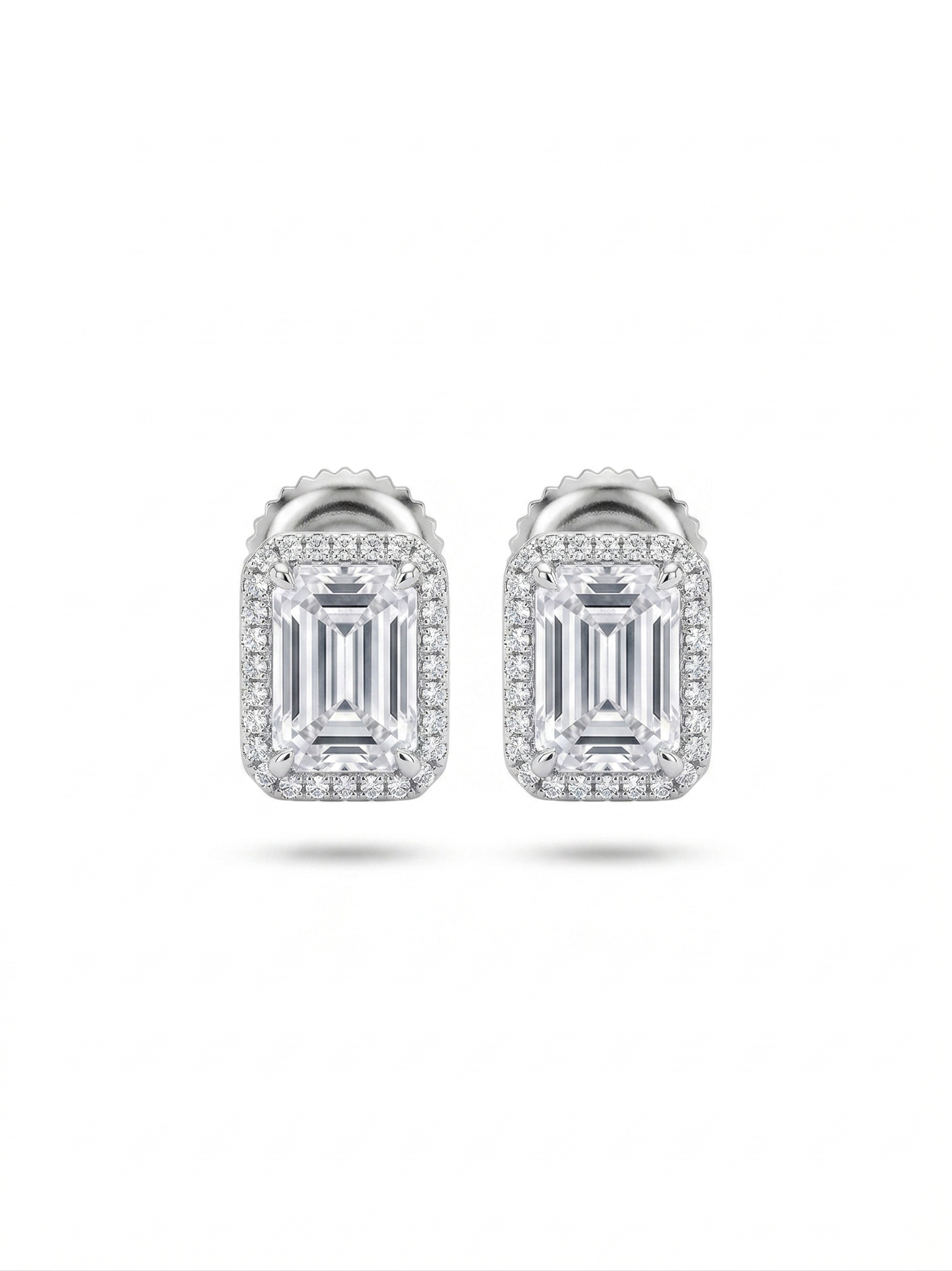 The Emerald-Cut Halo Studs