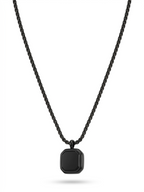 Matte Black Octagonal Onyx Pendant Necklace