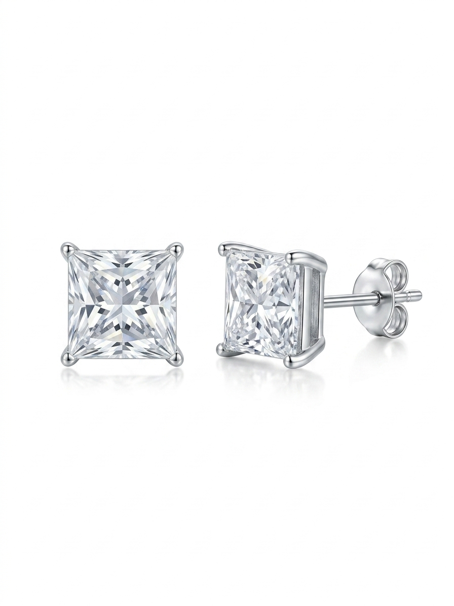 Square Shaped Daimond Studs