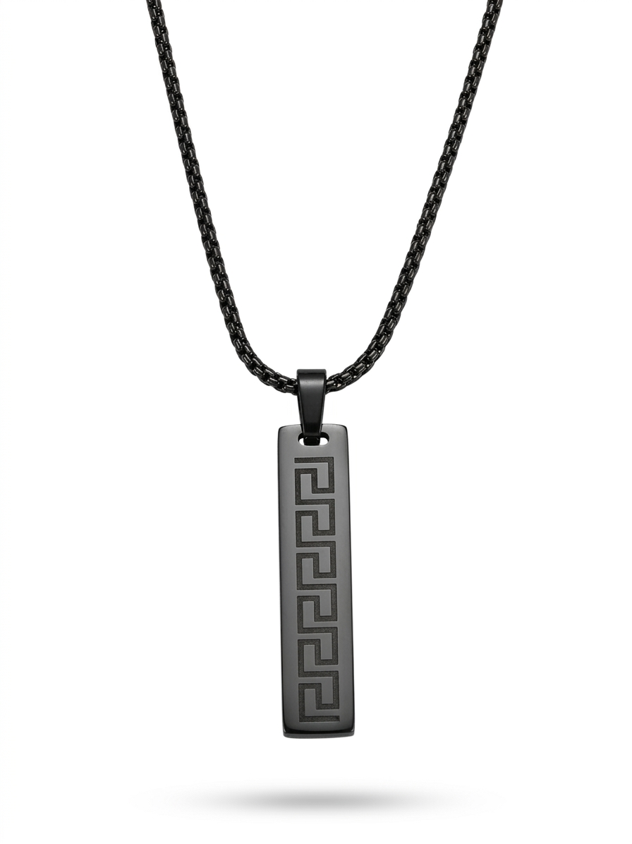 Greek Key Vertical Bar Necklace