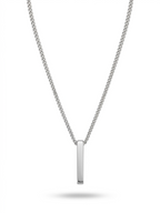 Polished Silver Vertical Bar Pendant Necklace