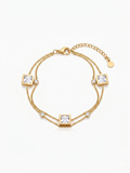 Double-Layer Square Zirconia Bracelet - 18K Gold Plated