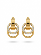 Interlock Halo Drop Earrings - 18K Gold Plated