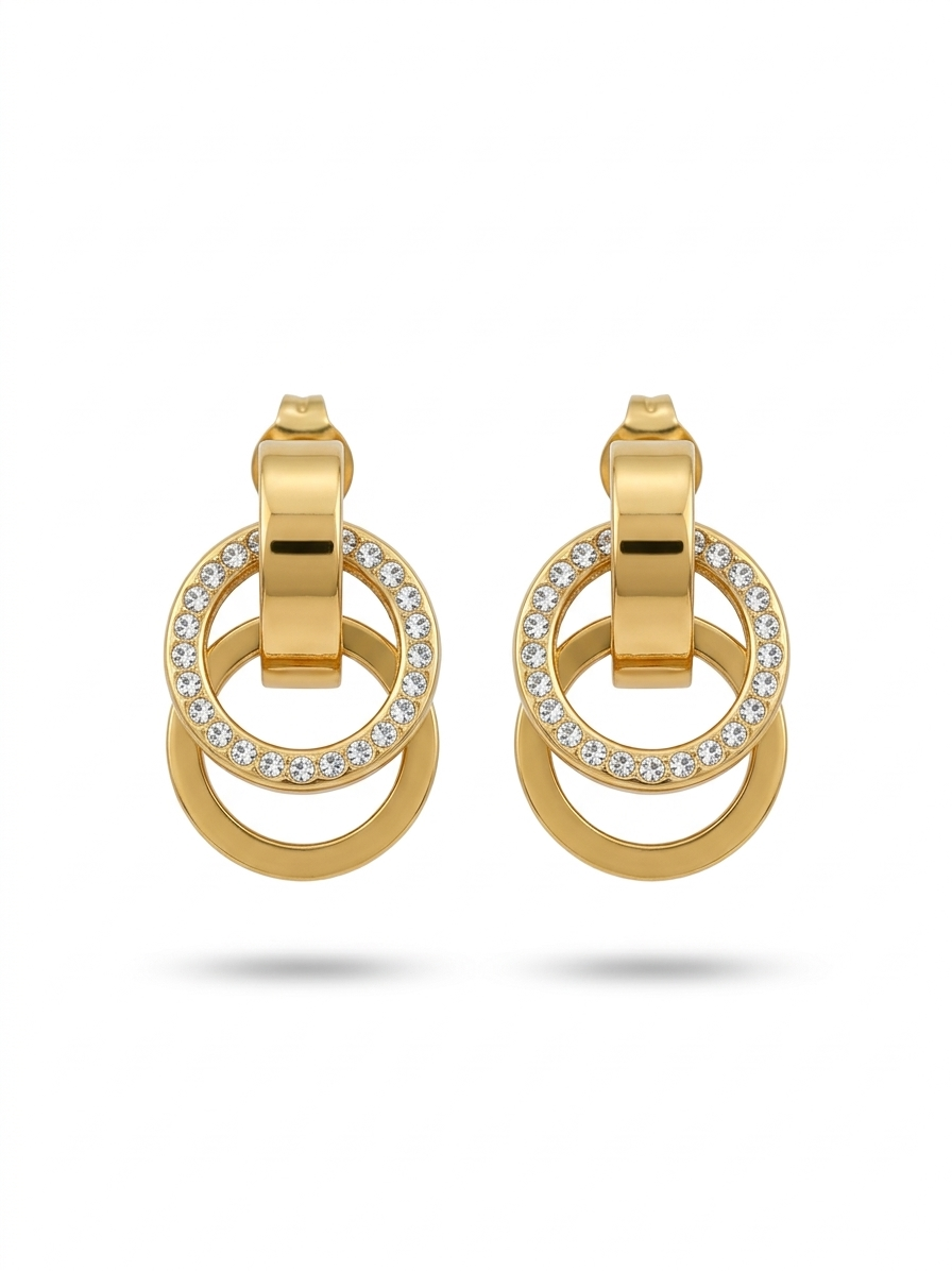 Interlock Halo Drop Earrings - 18K Gold Plated