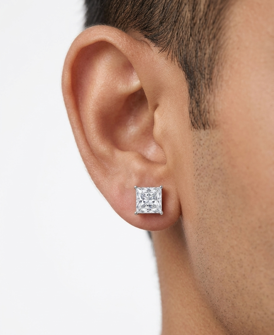Square Shaped Daimond Studs