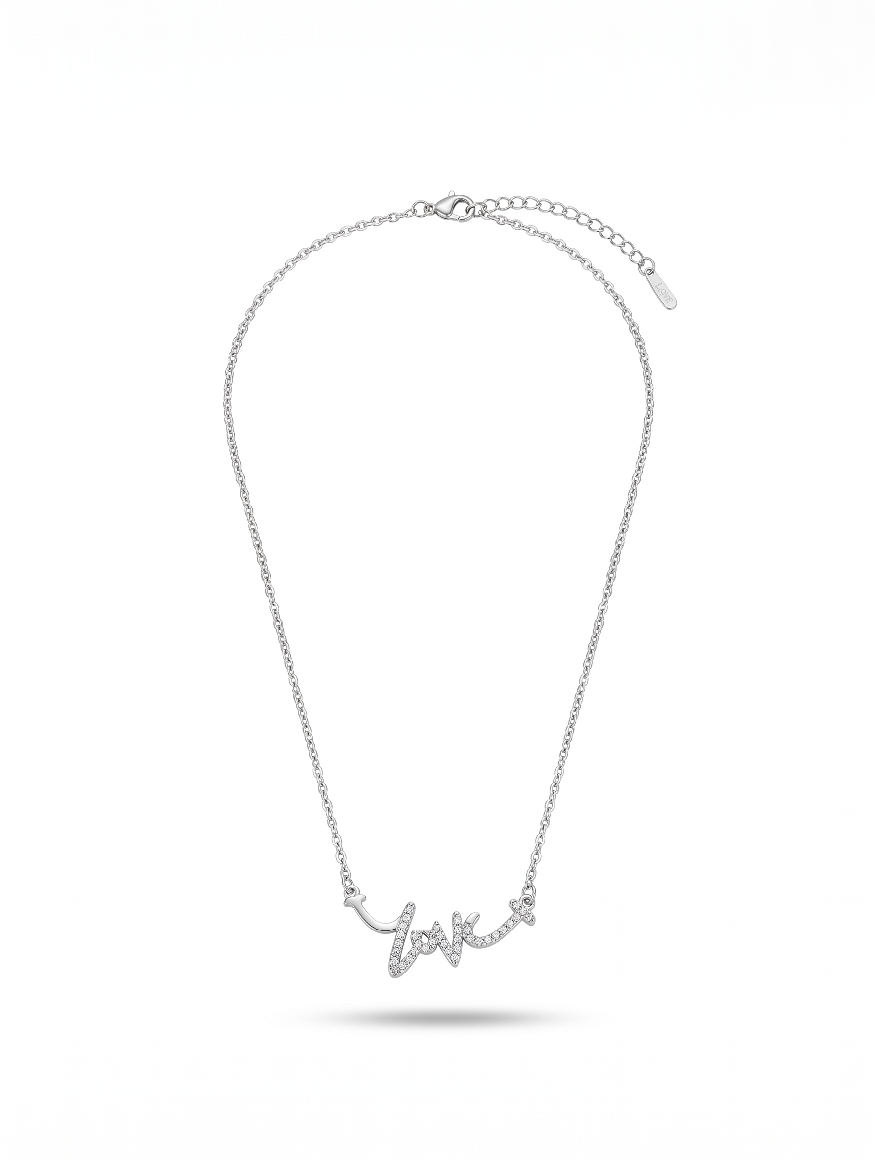 Crystal Script "Love" Pendant Necklace