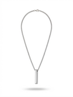 Polished Silver Vertical Bar Pendant Necklace