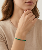 Silver Emerald Green Adjustable Tennis Bracelet
